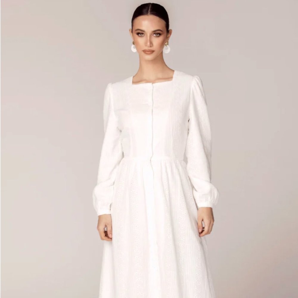 Veiled Collection white cotton eyelet dress